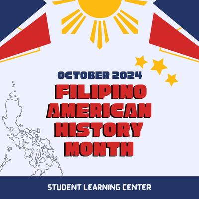 A graphic which incorporates elements of the flag of the Philippines and the county's outline with text reading "October 2024 Filipino American History Month"