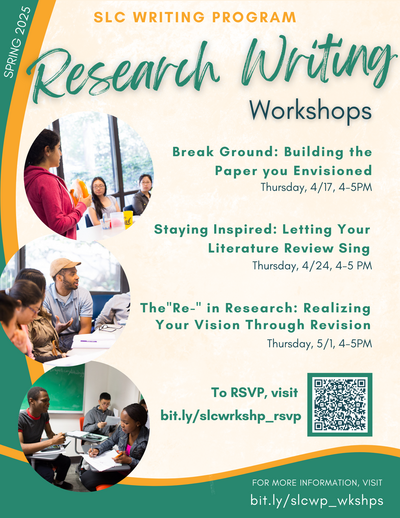Flyer for the research writing workshop series.